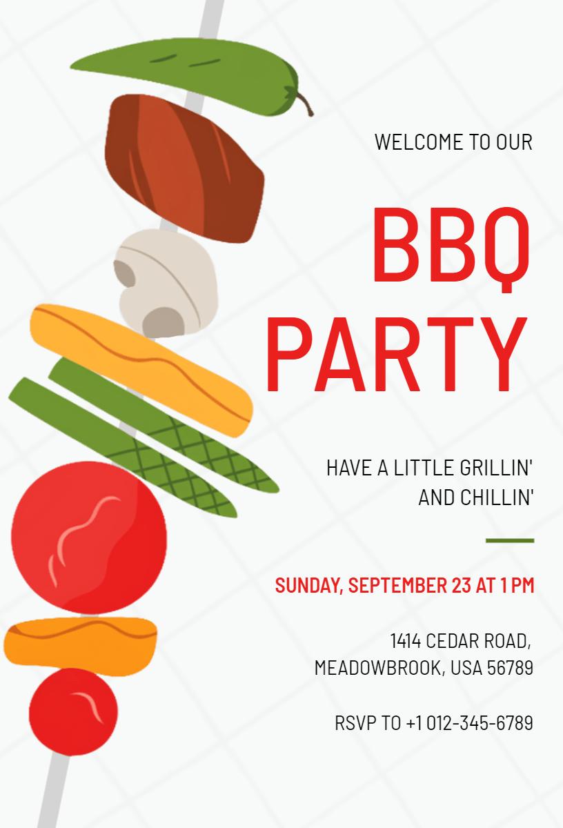Casual Outdoor BBQ Party Fun Gathering Invitation Template