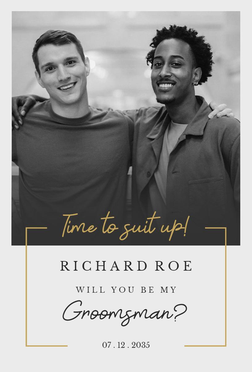 Casual Stylish Groomsman Suit Up Invitation Template