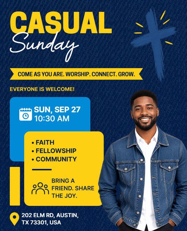 Casual Sunday Church Invitation Flyer Template