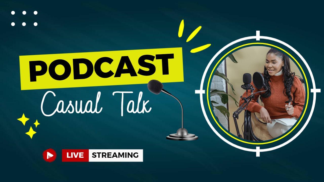 Casual Talk Live Streaming Podcast YouTube Thumbnail Template