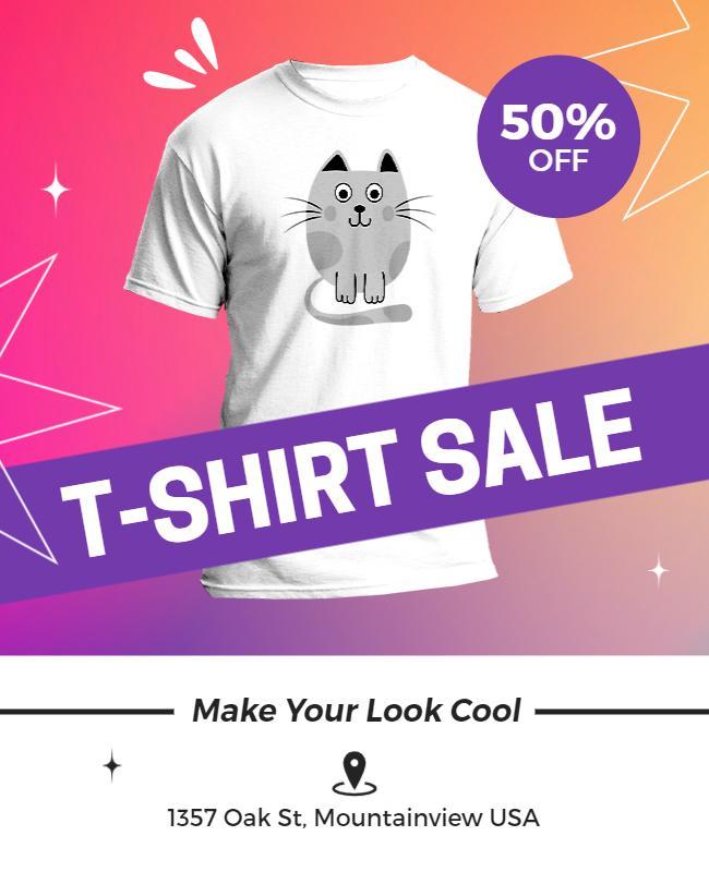 Cat Design T Shirt Sale Flyer Template