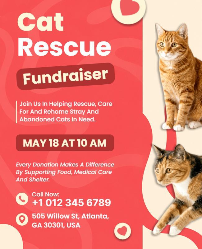 Cat Rescue Charity Fundraiser Poster Template