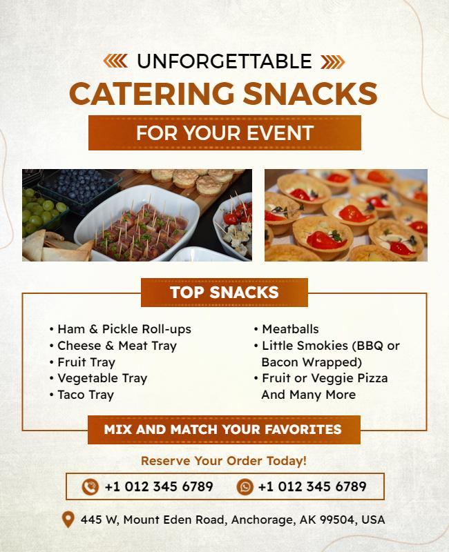 Catering Event Snack Options Flyer Template