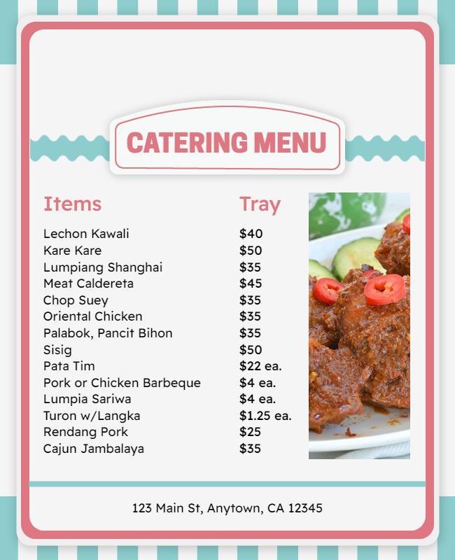 Catering Menu with Delicious Filipino Dishes Flyer Template