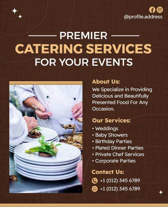 Elegant Brown Catering Services for Your Events Flyer Template