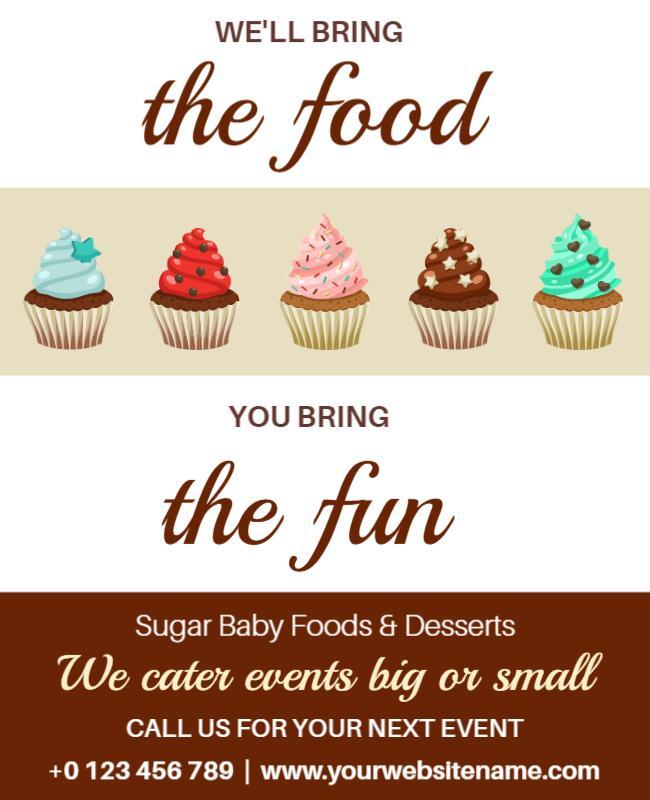 Playful Cupcake Dessert Catering Event Invitation Flyer Template