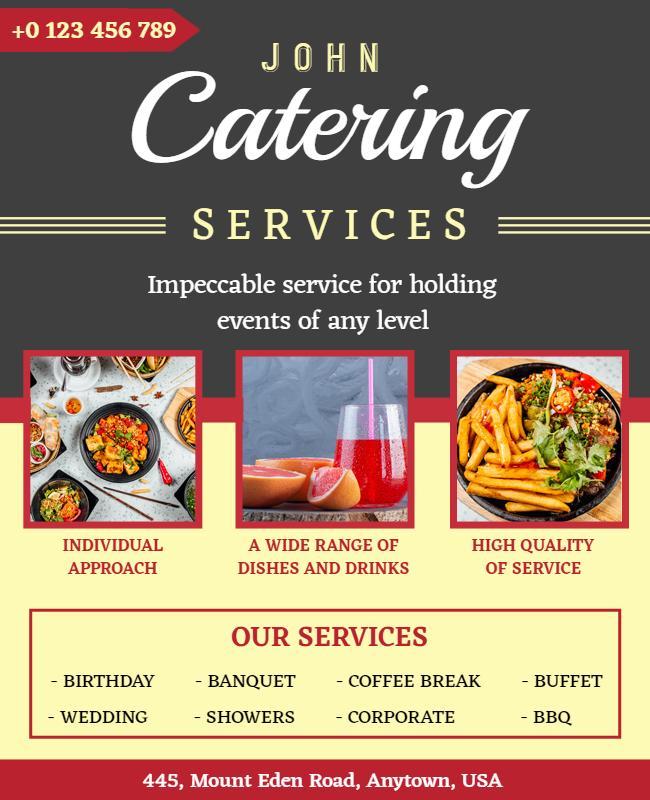 Elegant Gray Catering Services Event Flyer Template