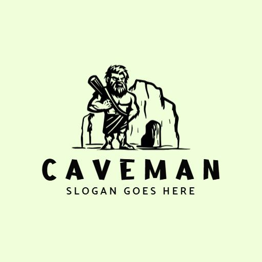 Caveman Character with Business Theme Showcasing Strength Logo Template