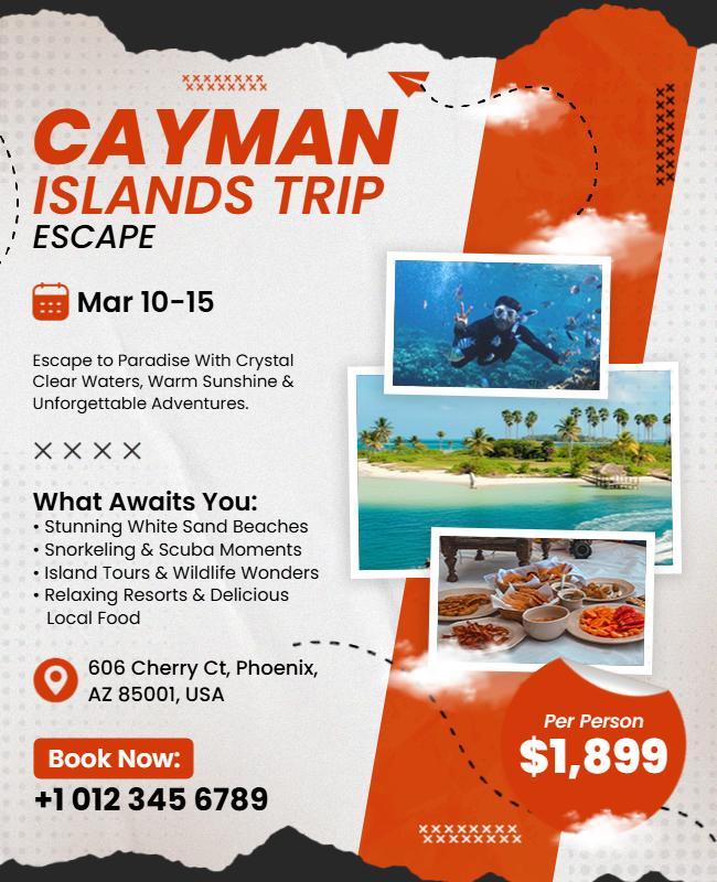 Cayman Islands Adventure Trip Escape Flyer Template