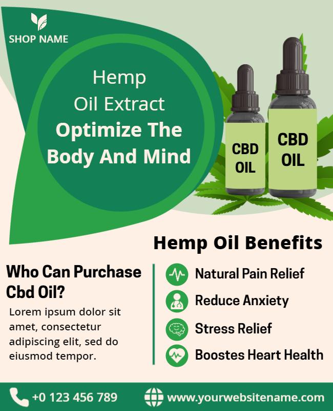 Cbd Oil Benefits Promotional Flyer Template