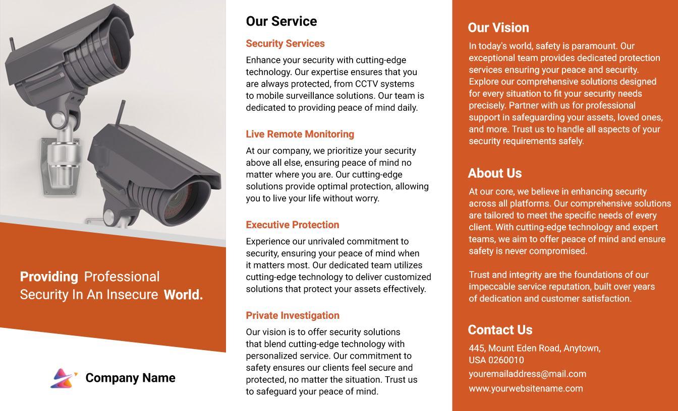 CCTV Security Camera Installation and Monitoring Services Brochure Template