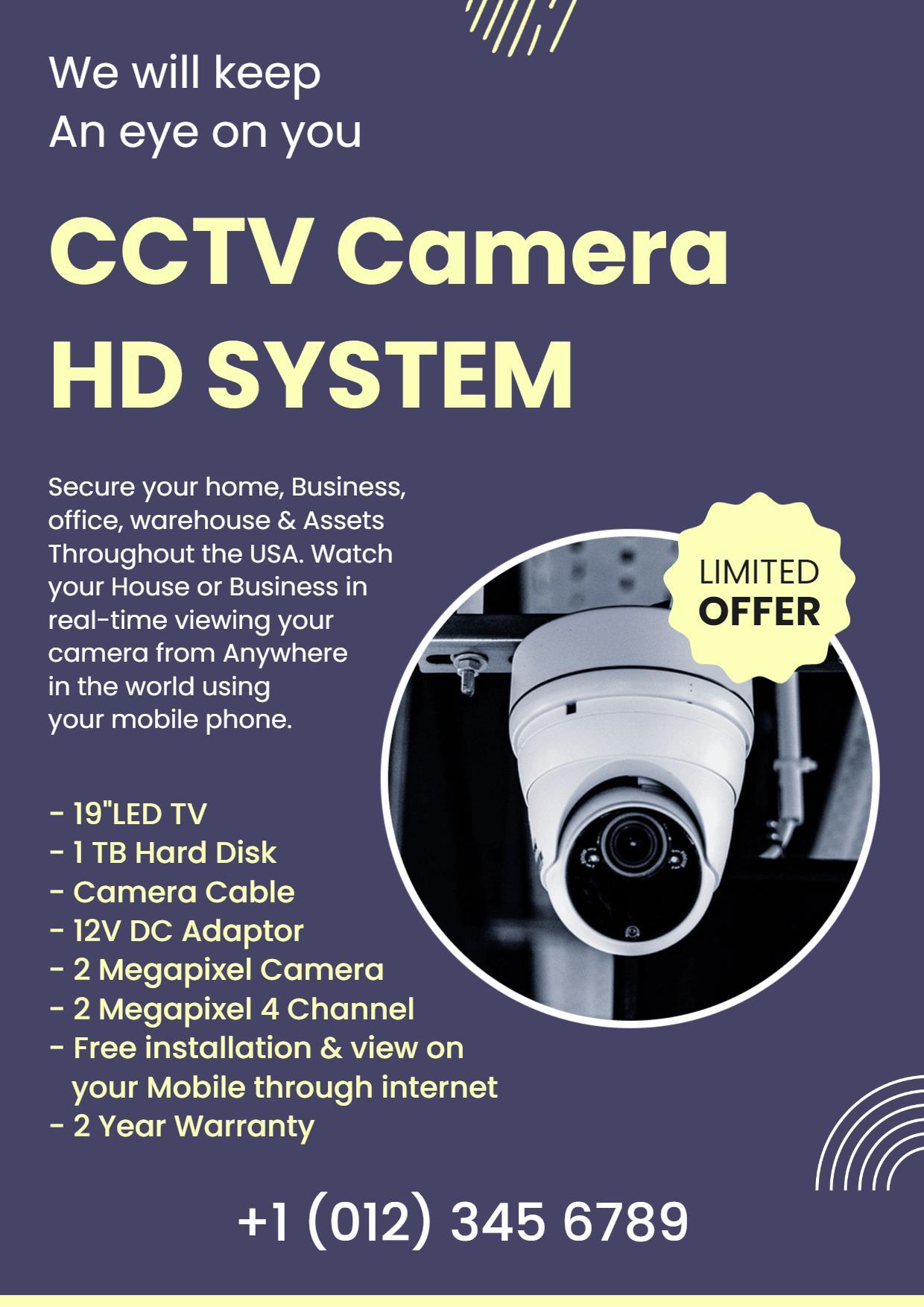 Cctv Security Camera System Promotion A4 Flyer Template