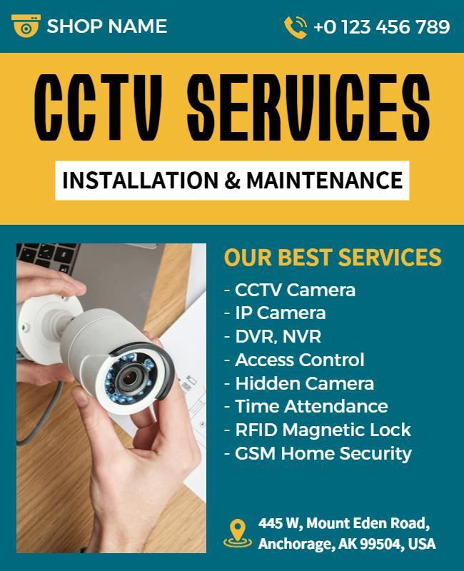 Cctv Services Installation and Maintenance Flyer Template