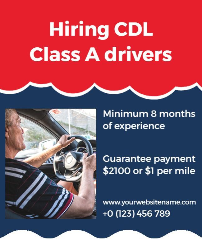 Cdl Class a Drivers Hiring Flyer Template