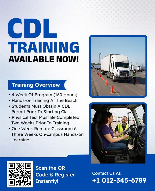 CDL License Training Program Registration Flyer Template