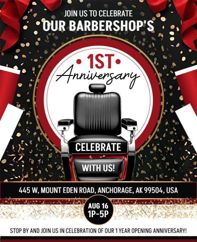 Celebrate Barbershop's 1st Year Anniversary Flyer Template