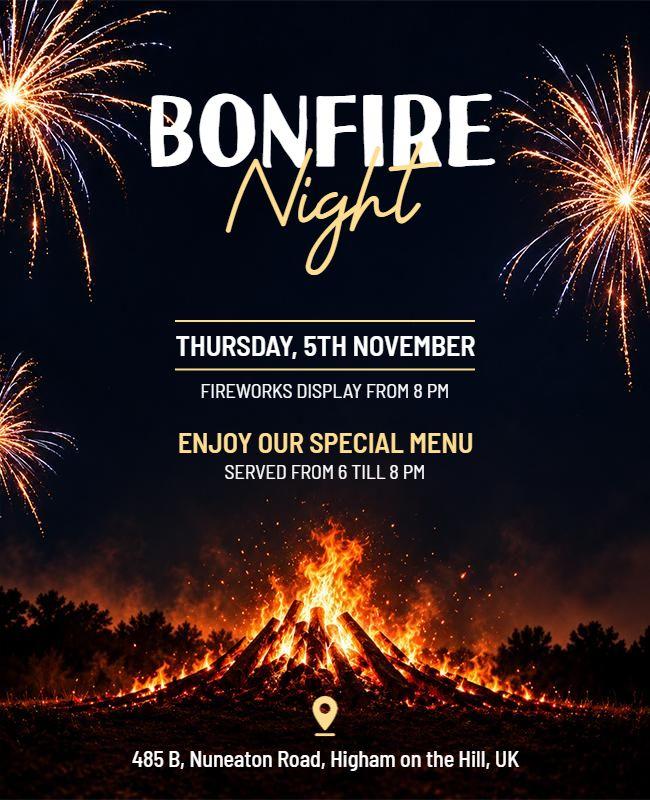 Celebrate Bonfire Night with Fireworks Display Flyer Template