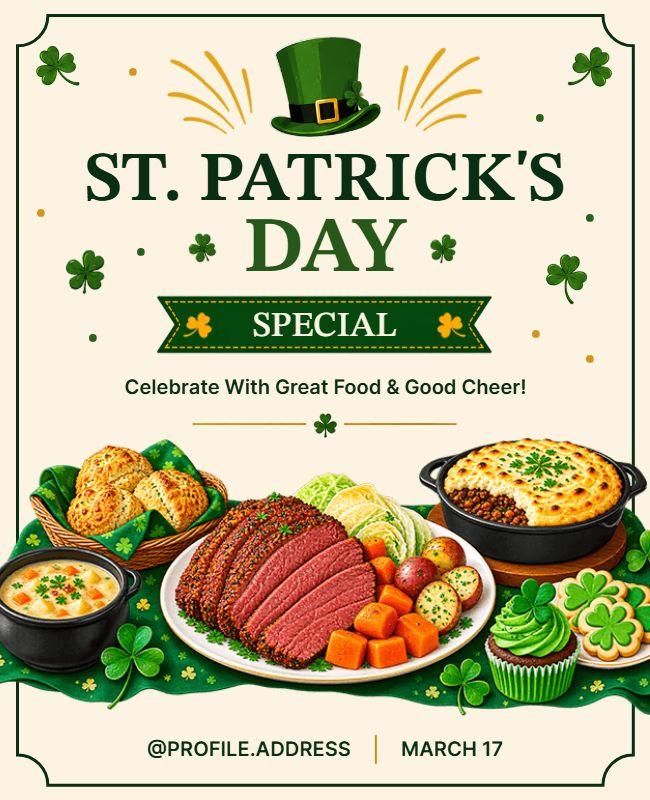 Celebrate St. Patrick's Day with Delicious Food Poster Template
