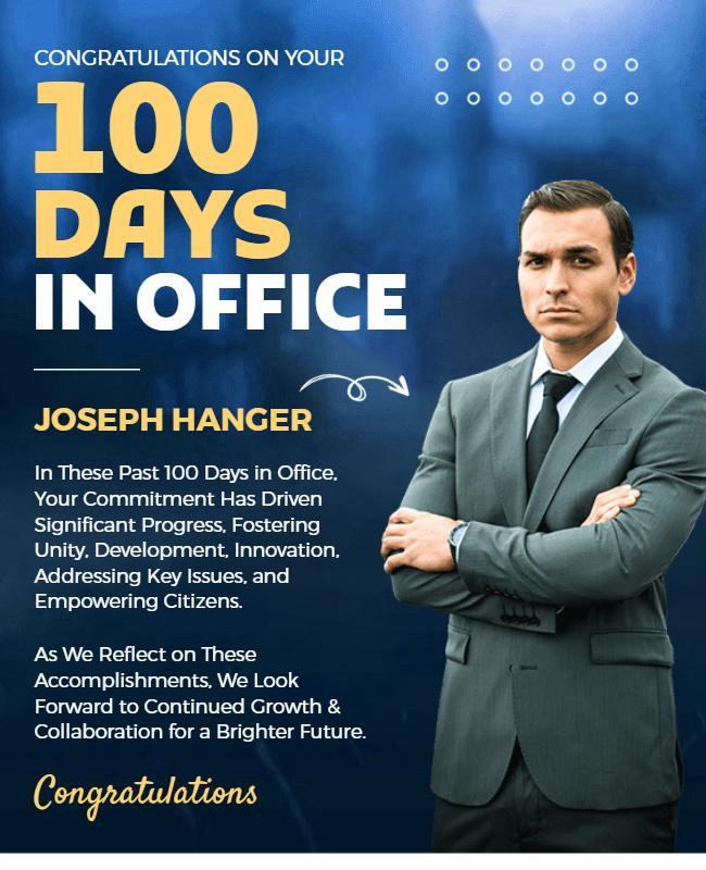 Celebrating 100 Days in Office Achievement Flyer Template