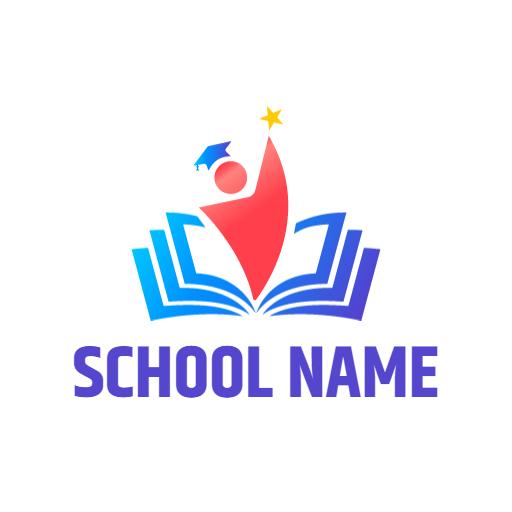 Celebrating Education with Colorful Books and Graduation Cap Logo Template
