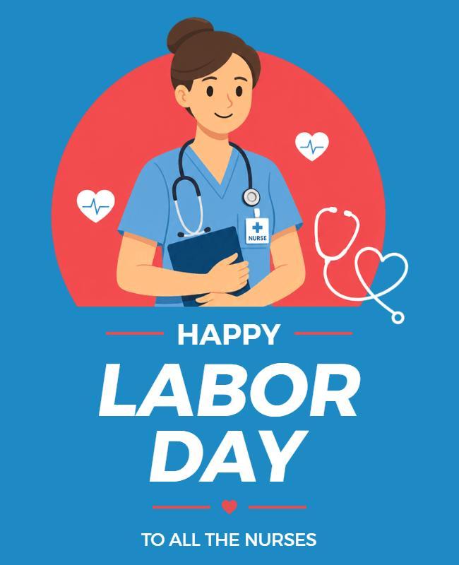 Celebrating Nurses on Labor Day Poster Template