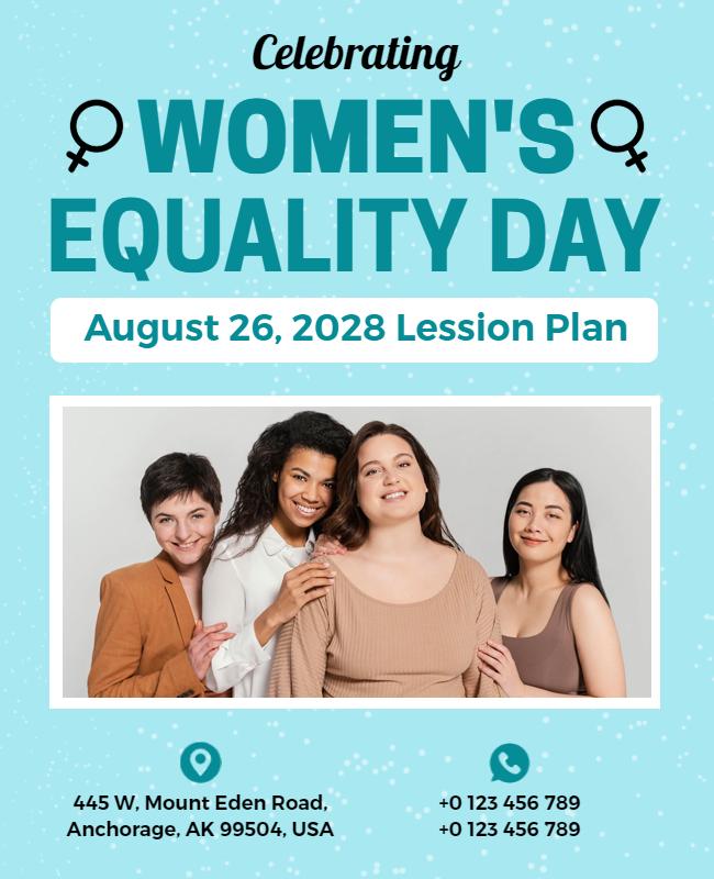 Celebrating Women's Equality Day Inspirational Lesson Plan Poster Template
