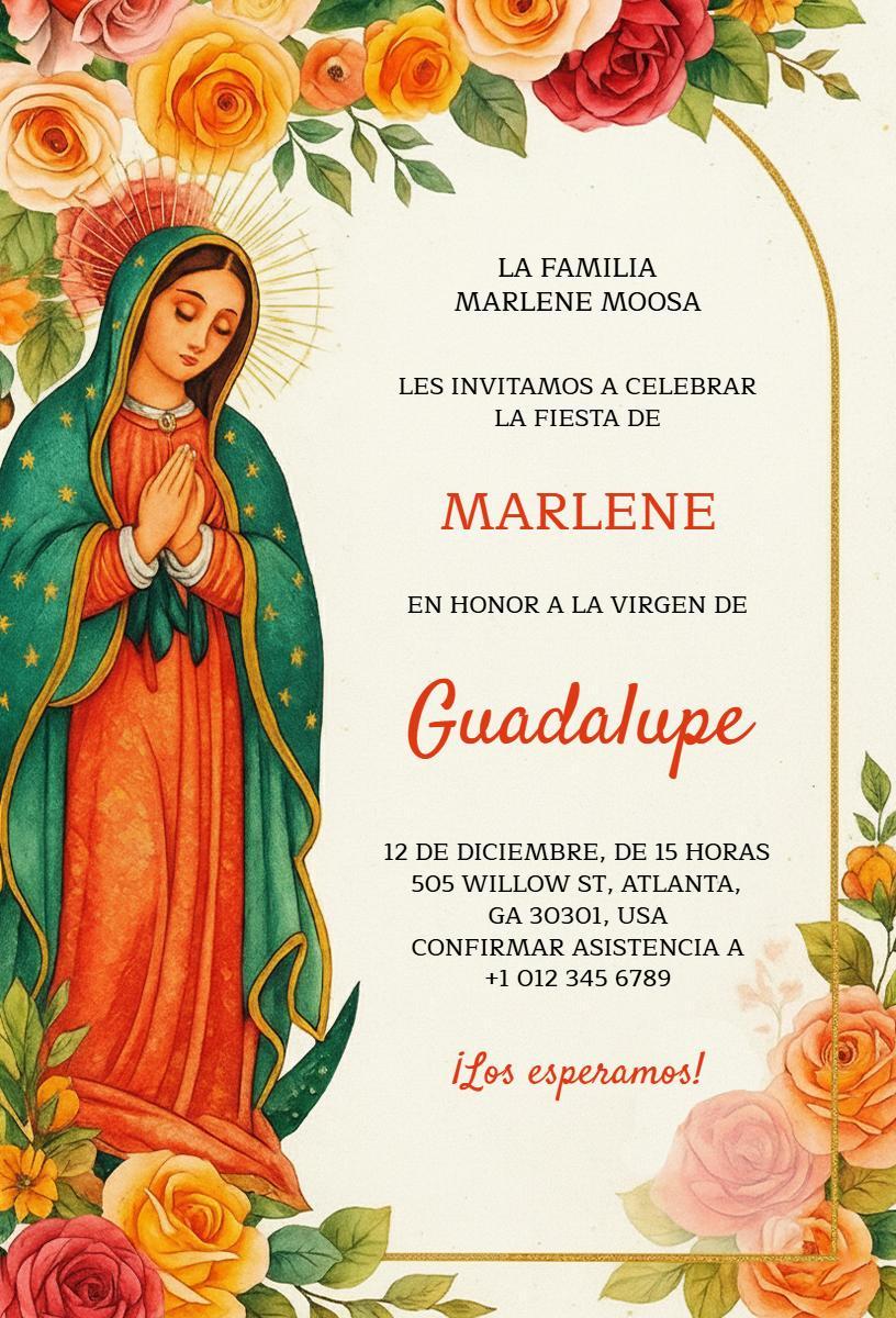 Celebration Feast of Virgen de Guadalupe Church Invitation Template