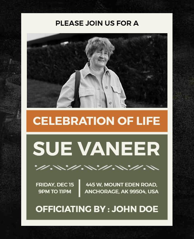 Serene Green Celebration of Life Memorial Flyer Template