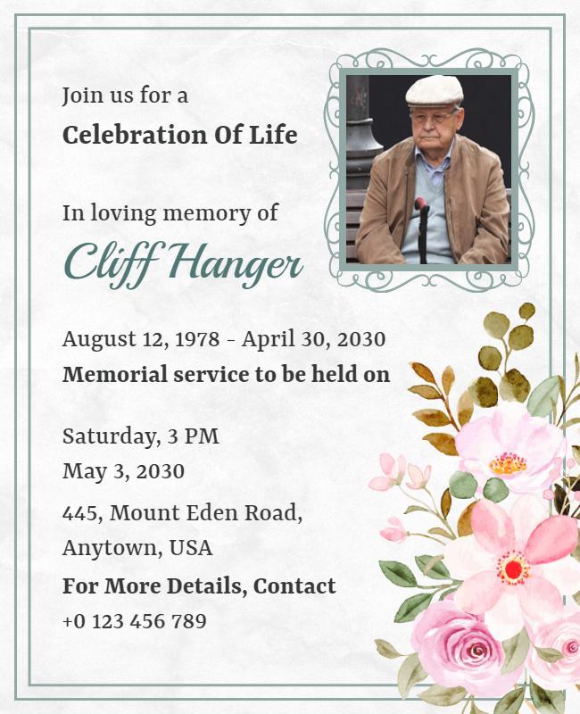 Celebration Of Life Memorial Service Flyer Template