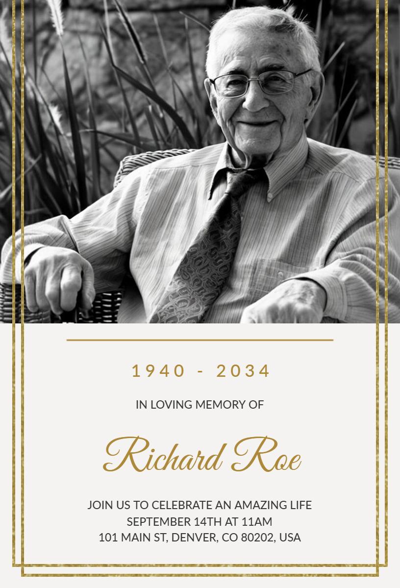 Celebration of Life Memorial Service Funeral Invitation Template