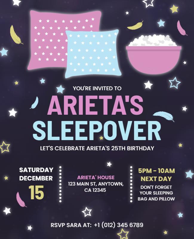 Celebratory Birthday Sleepover Invitation Flyer Template