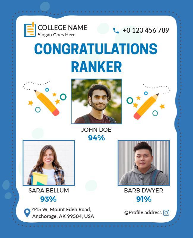 Celebratory Blue Academic Achievement Recognition Poster Template