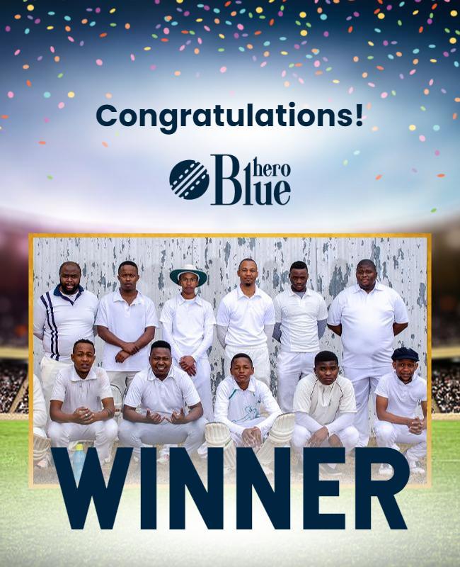 Celebratory Cricket Team Winner Announcement Poster Template