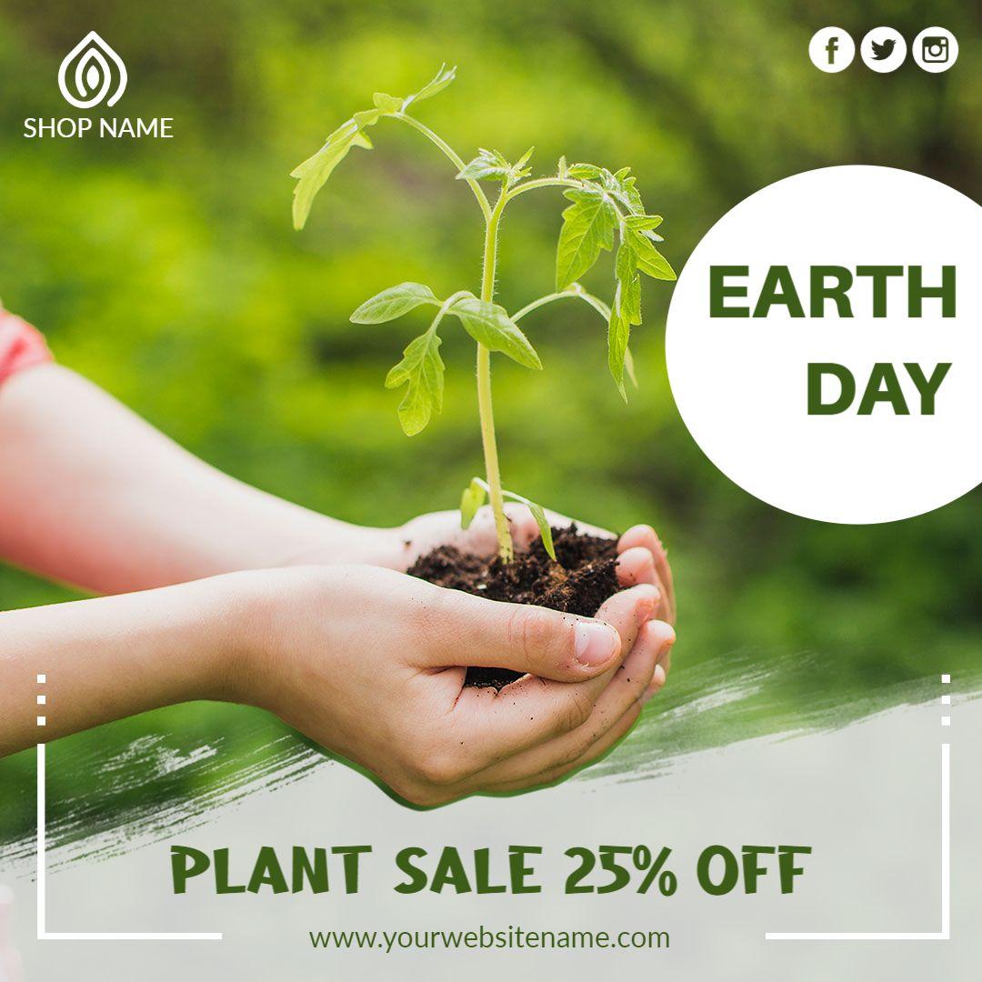 Celebratory Earth Day Plant Sale Promotion Ad Template