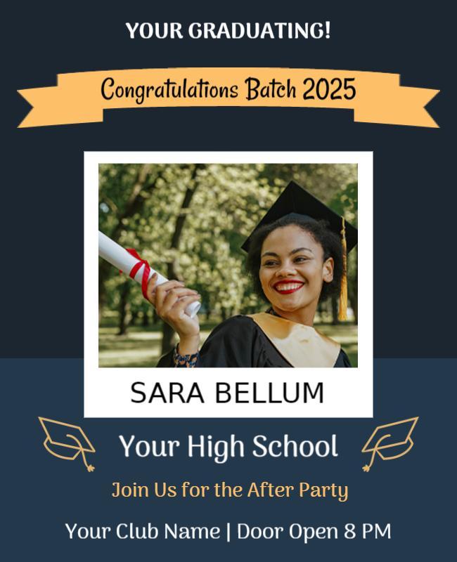 Celebratory Graduation Announcement Party Poster Template