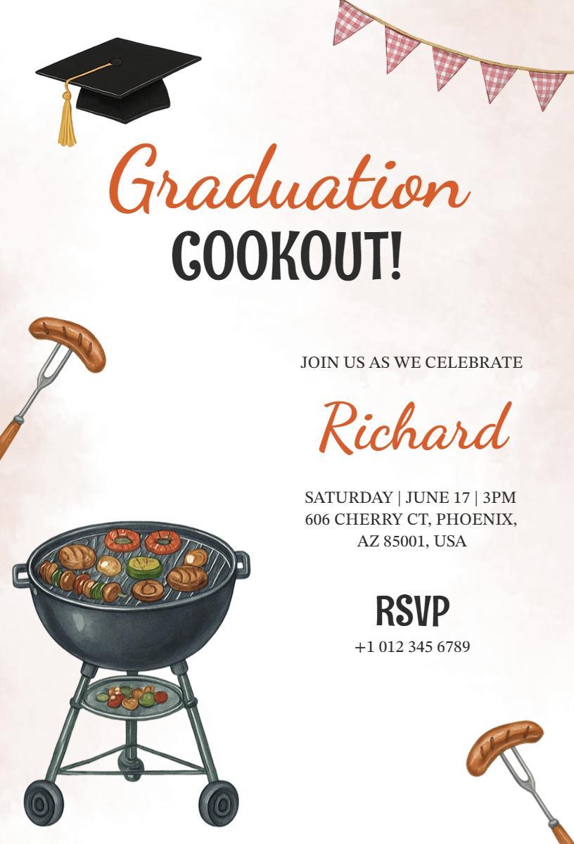 Celebratory Graduation Cookout Family Gathering Invitation Template