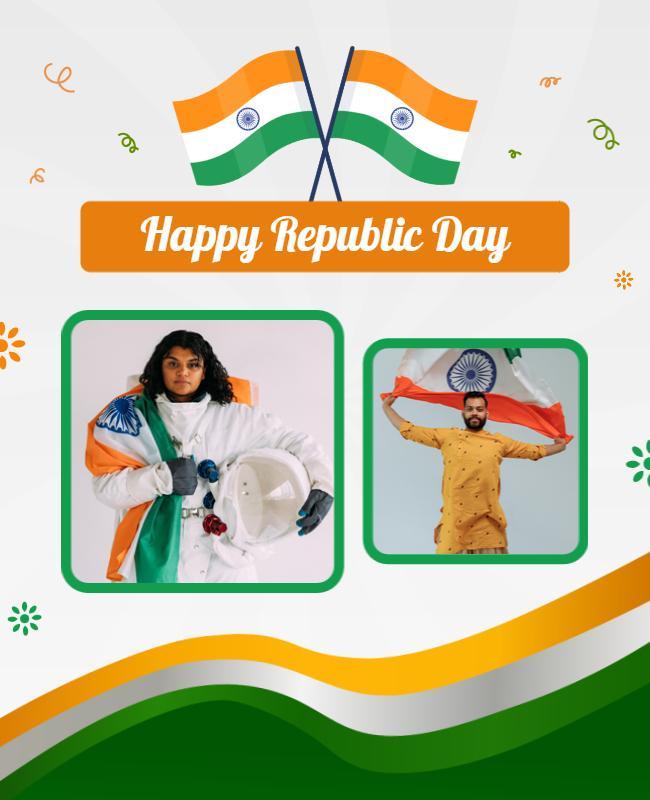 Celebratory Green and Orange Republic Day Commemoration Poster Template