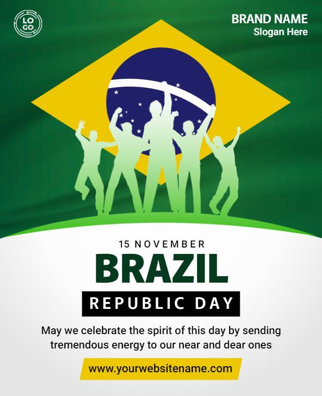 Celebratory Green Brazil Republic Day Poster Template