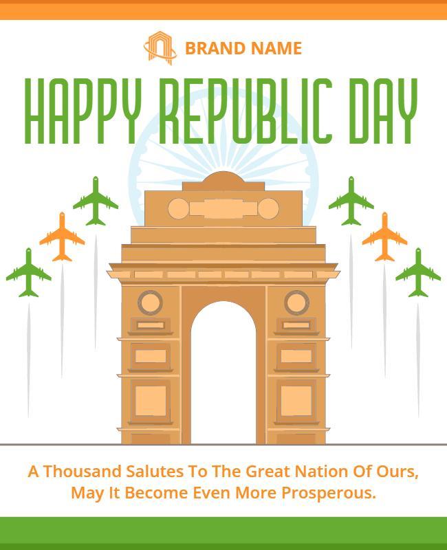 Celebratory Green Republic Day Tribute Poster Template
