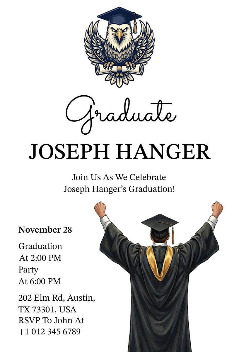 Celebratory Owl Graduation Ceremony Invitation Template