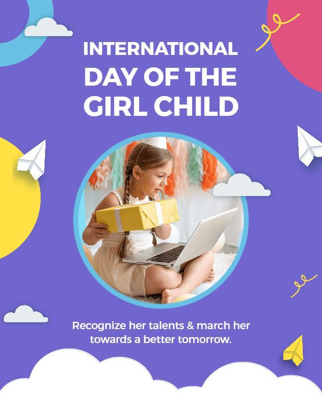 Celebratory Purple International Day of the Girl Child Poster Template