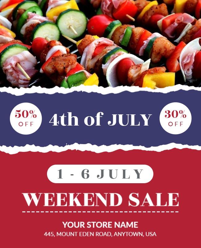 Celebratory Red and Blue 4th of July Weekend Sale Poster Template
