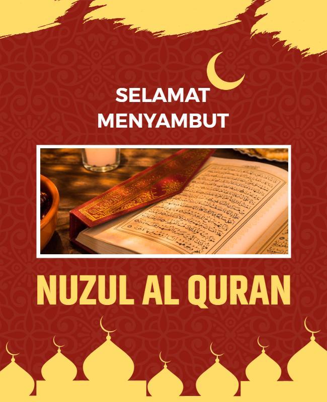 Celebratory Red Nuzul Al Quran Islamic Event Poster Template