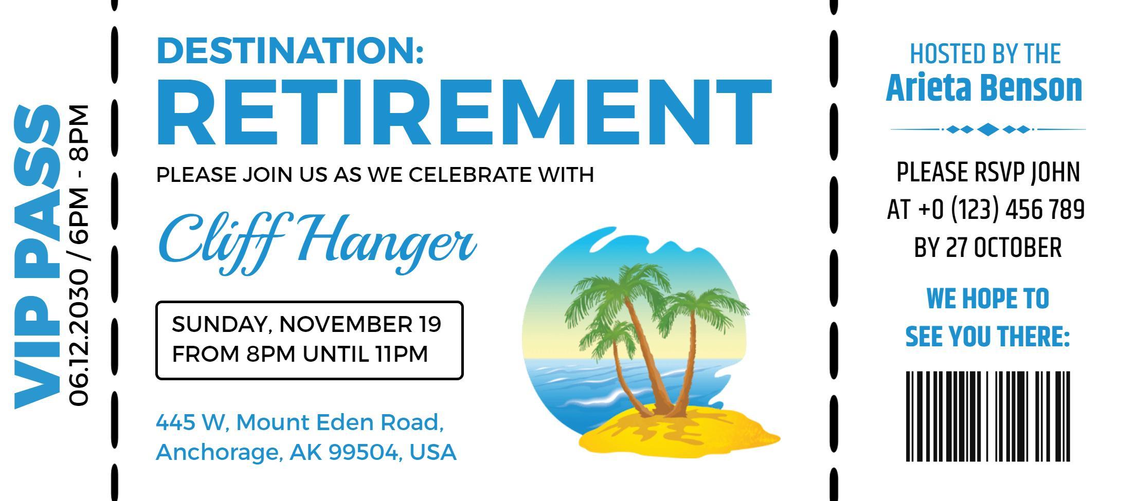 Celebratory Retirement Adventure Boarding Pass Invitation Template