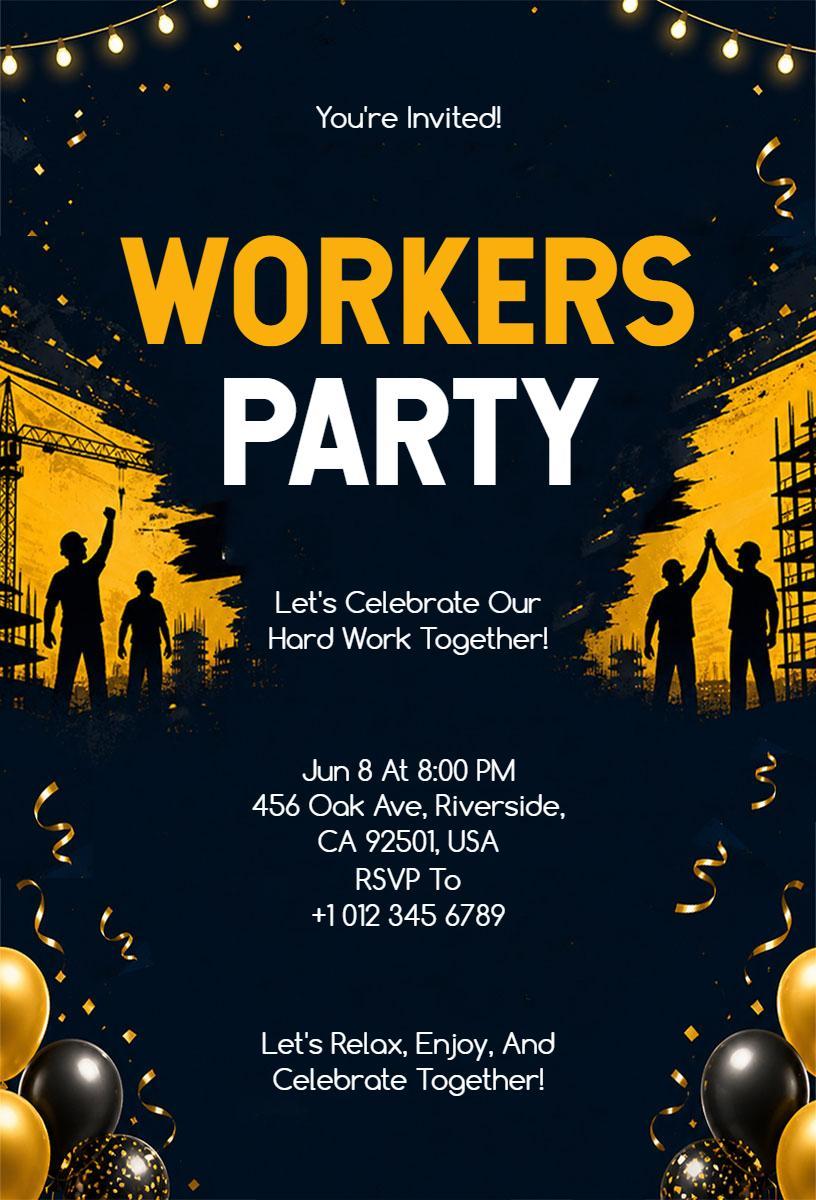 Celebratory Workers Appreciation Party Invitation Template