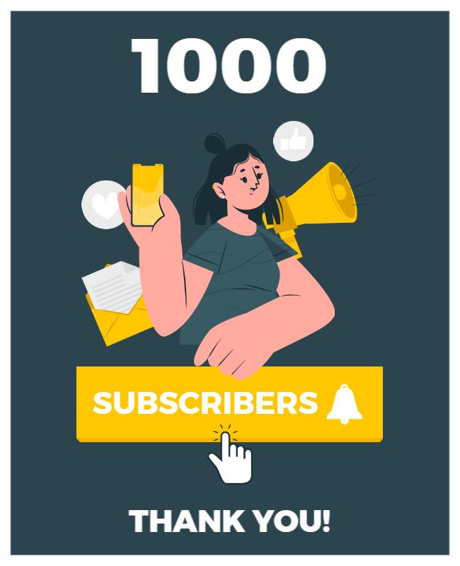 Celebratory Yellow Subscriber Milestone Announcement Poster Template