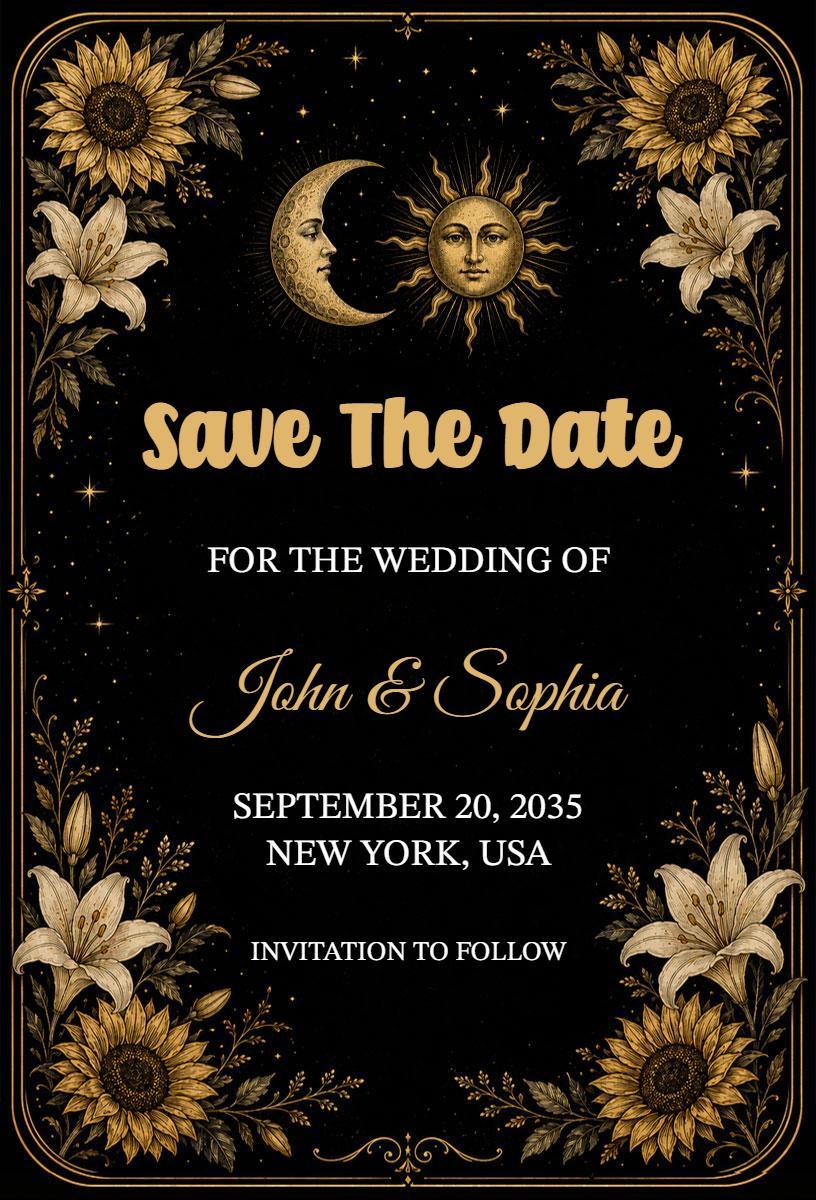 Celestial Floral Save The Date Wedding Invitation Template