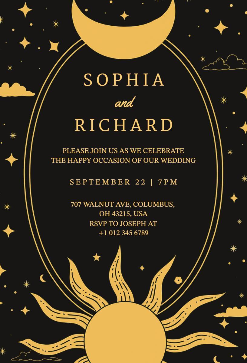 Celestial Golden Wedding Celebration Invitation Template