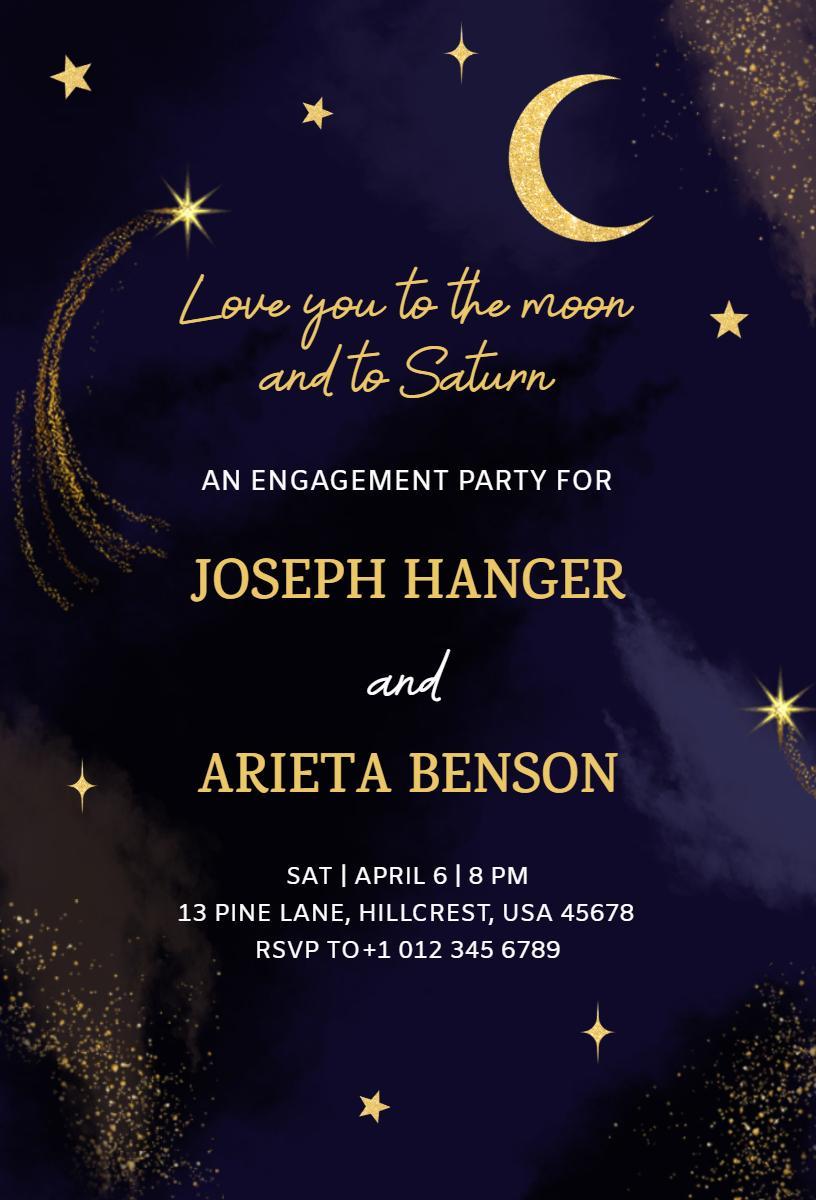 Celestial Moonlight Engagement Celebration Invitation Template