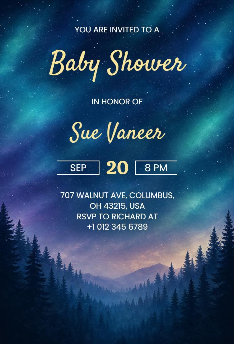 Celestial Night Sky Baby Shower Celebration Invitation Template